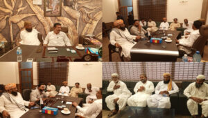 Deputy Commissioner Hussain Ahmad Raza Chaudhry presiding over the District Coordination Committee meeting in Sargodha with DPO, Pakistan Army officials, and government officers.