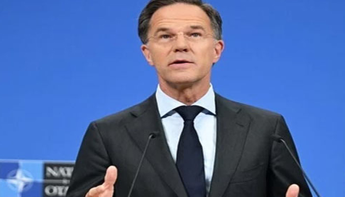NATO Secretary General Mark Rutte addressing media about increased artillery shell production